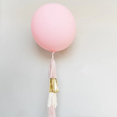 Pink Latex Balloons with Ivory, Gold and Blush Pink Tassel | 36 INCH