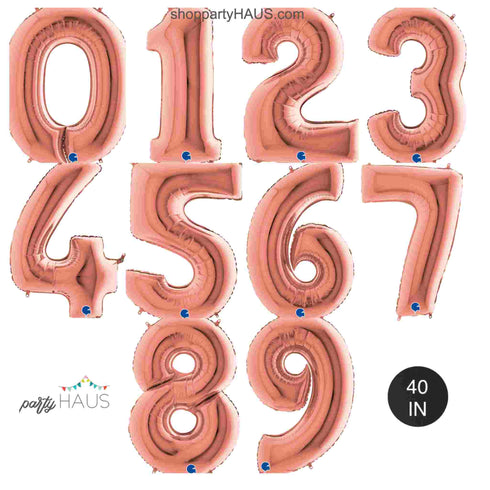 40 INCH | Rose Gold Number Balloons