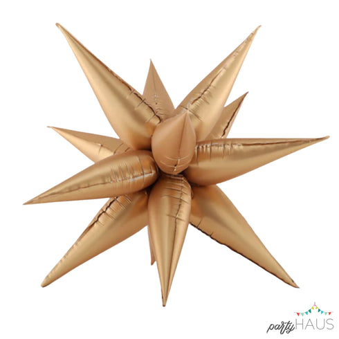 Satin Champagne Starburst Foil Balloon | 27 Inch and 40 Inch | Air Fill Only