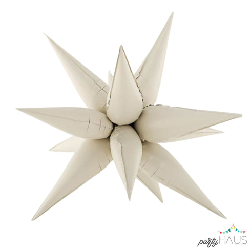 Satin Cream Starburst Foil Balloon | 27 Inch and 40 Inch | Air Fill Only