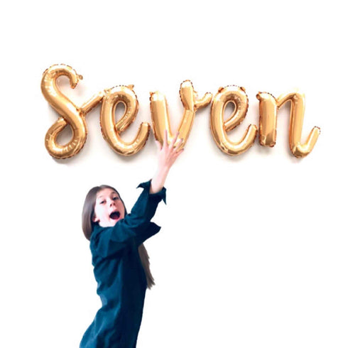 Seven Letter Balloon Banner | Silver | Gold | Rose Gold