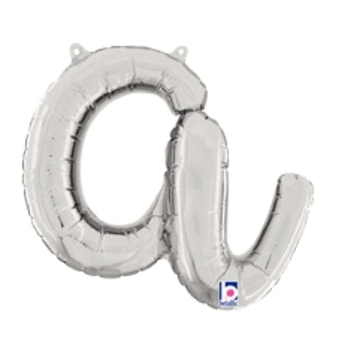Letter A Script Balloons | Silver | Small 14 Inch