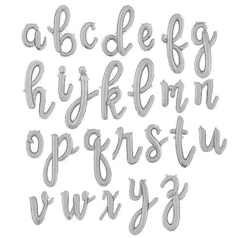 Letter A Script Balloons | Silver | Small 14 Inch