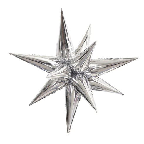 Silver Starburst Foil Balloon | 27 Inch and 40 Inch | Air Fill Only