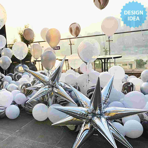 White Starburst Foil Balloon | 27 Inch and 40 Inch | Air Fill Only