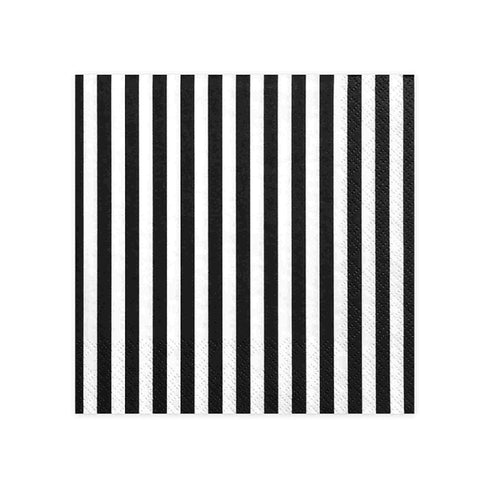 Black White Stripe Paper Napkins | Set 20