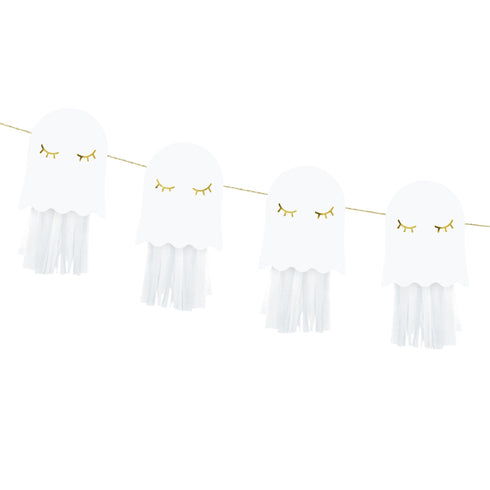 Cute Ghost Paper Hanging Garland | White